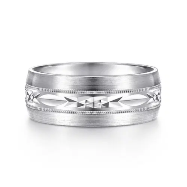 14K Gold 8mm - Diamond Cut Center Men's Wedding Band