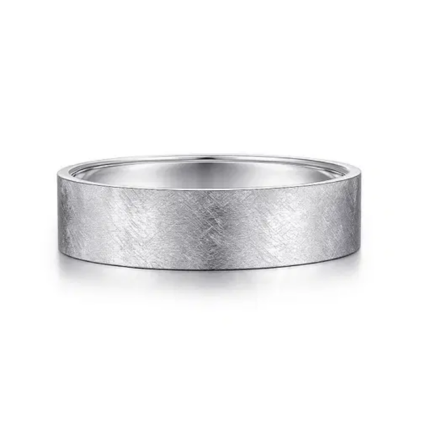 14K Gold 6mm - Flat Brushed Finish Men's Wedding Band - Image 9