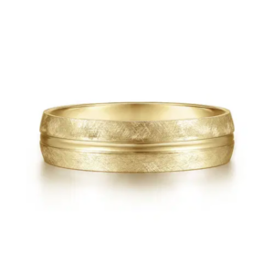 14K Gold 6mm - Brushed Diamond Cut Men's Wedding Band
