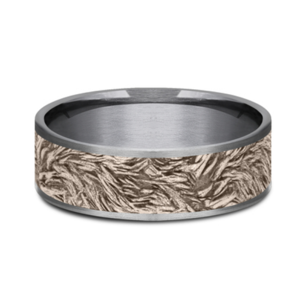 14K Gold and Tantalum 7.5mm - Lions Mane Men's Wedding Band - Image 5