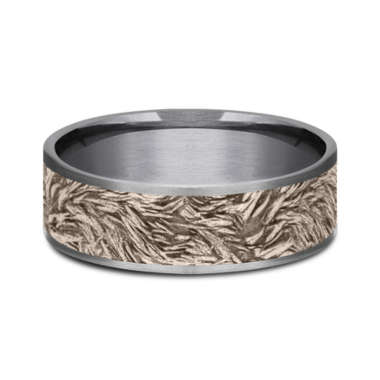 14K Gold and Tantalum 7.5mm – Lions Mane Men’s Wedding Band Ammara Stone 17