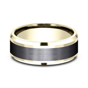 14K Gold and Black Titanium 8mm – Satin Men’s Wedding Band Benchmark 14
