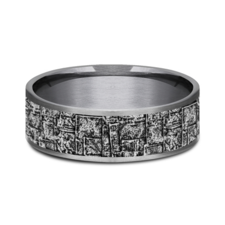 14K Gold and Tantalum 7.5mm – Bamboo Men’s Wedding Band Ammara Stone 17
