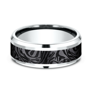 14K Gold and Black Titanium 8mm – Mokume Men’s Wedding Band Benchmark 37