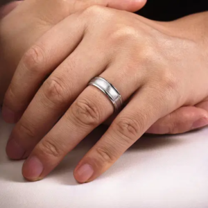 14K Gold 7mm – Satin Finish Milgrain Channels Men’s Wedding Band Gabriel 26