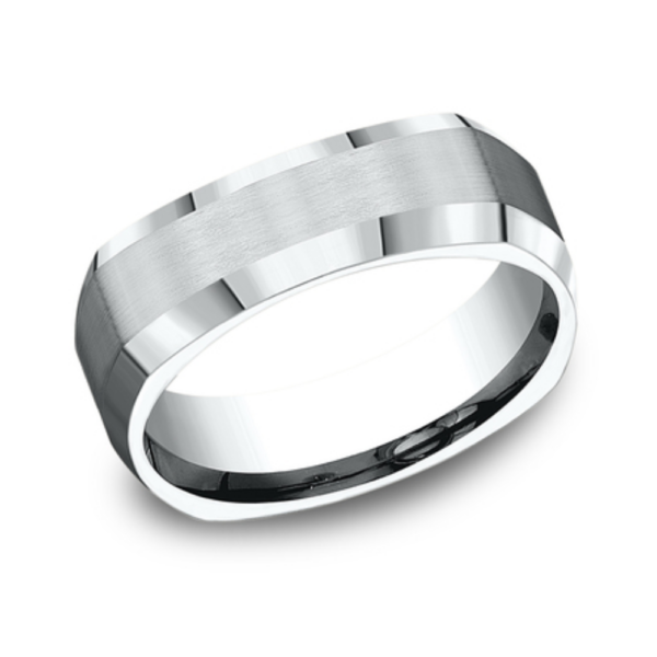 14K Gold 7mm - Four-Sided Satin Men's Wedding Band - Image 2