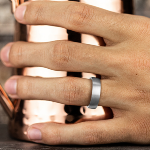 14K Gold and Tantalum 6.5mm – Satin Sleeve Men’s Wedding Band Benchmark 20