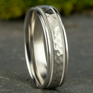 14K Gold 6.5mm – Hammer Milgrain Men’s Wedding Band Benchmark 12