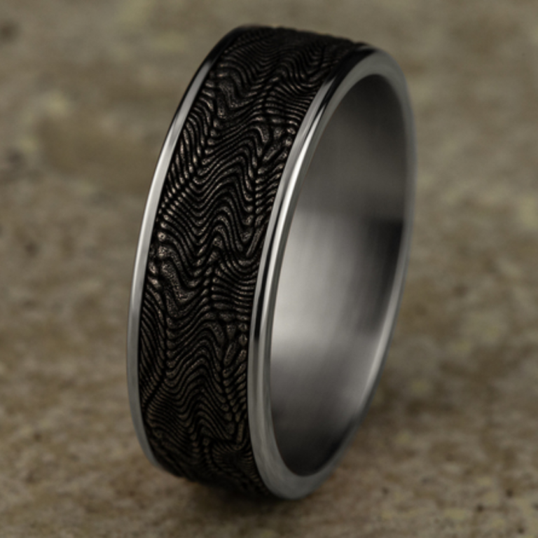 14K Gold and Tantalum 7.5mm – Snakeskin Men’s Wedding Band Ammara Stone 16
