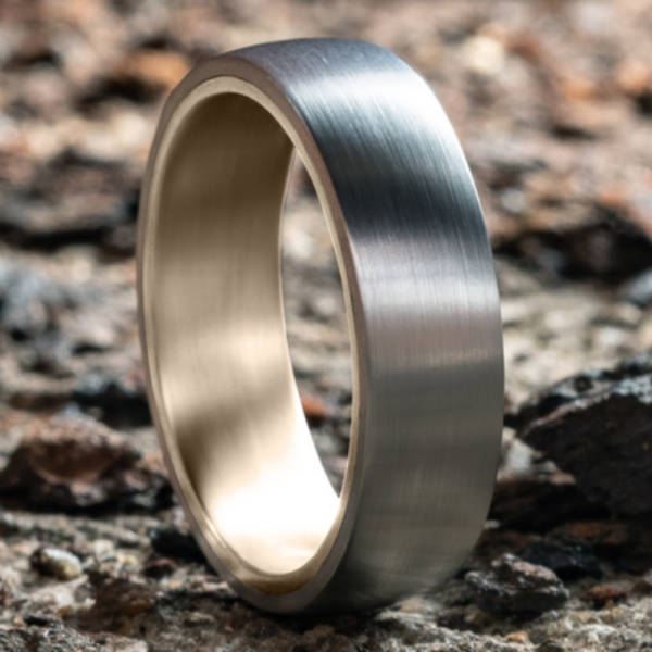 14K Two-Tone Gold 6.5mm - Sleeved Men's Wedding Band - Image 6