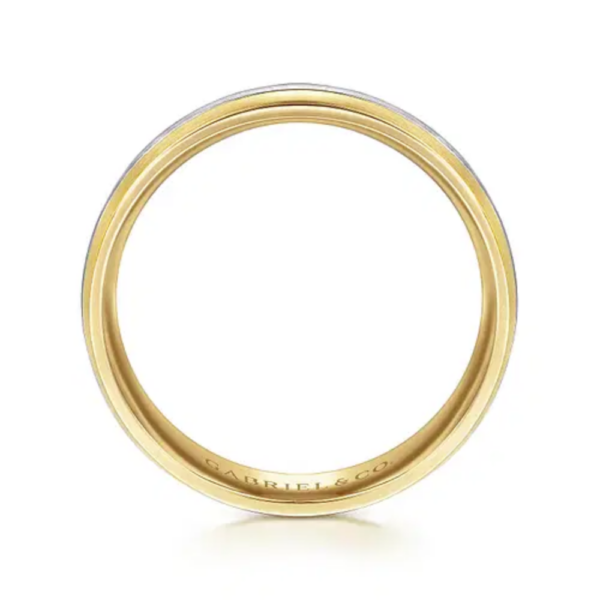 14K Two-Tone Gold 6mm - Satin Finish Men's Wedding Band - Image 3