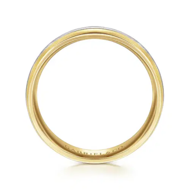 14K Two-Tone Gold 6mm – Satin Finish Men’s Wedding Band Gabriel 16