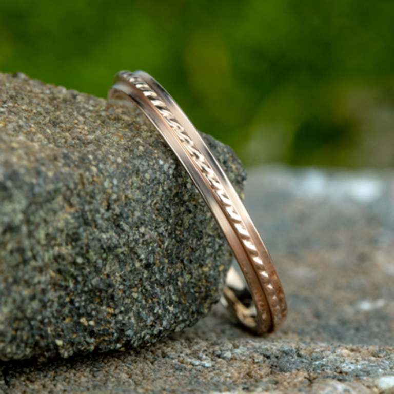 14K Gold 2mm – Rope Detailed Eternity Stackable Band Stackable 33