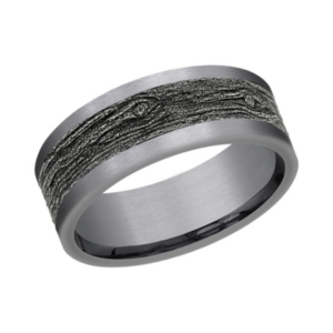 14K Gold and Tantalum 8mm - Wood Pattern Men's Wedding Band