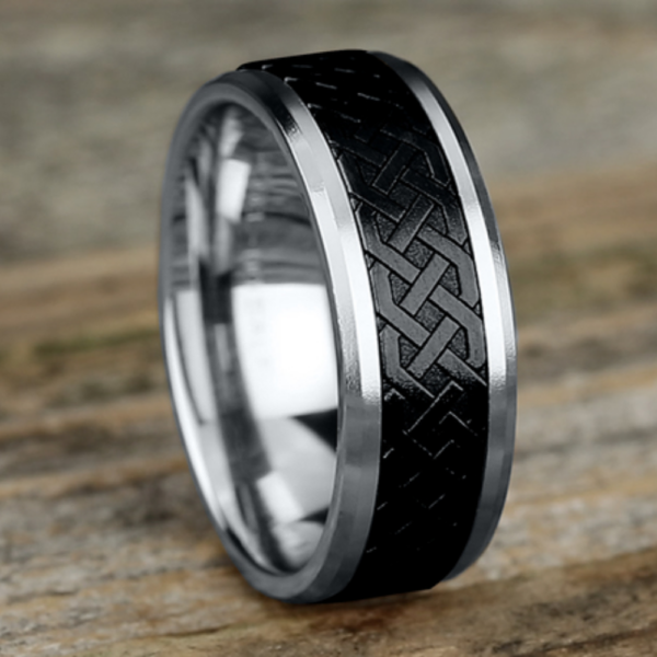 14K Gold and Black Titanium 8mm - Celtic Men's Wedding Band - Image 6