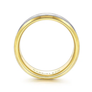 14K Gold 8mm – Satin Finish Beveled Edges Men’s Wedding Band Gabriel 20