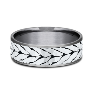 14K Gold and Tantalum 7.5mm – Chevron Men’s Wedding Band Ammara Stone 31