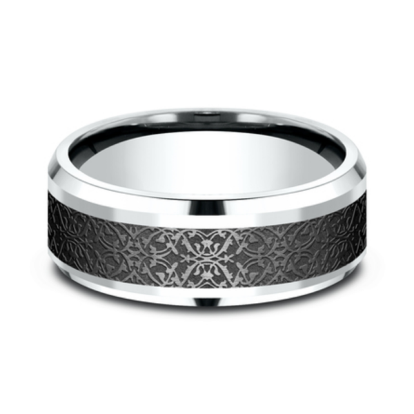 14K Gold and Black Titanium 8mm - Ottoman Men's Wedding Band - Image 4