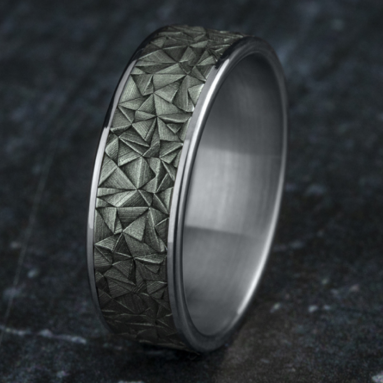 14K Gold and Tantalum 7.5mm – Kaleidoscope Men’s Wedding Band Ammara Stone 33