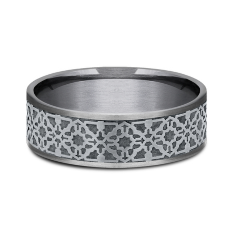14K Gold and Tantalum 7.5mm – Aztec Men’s Wedding Band Ammara Stone 13