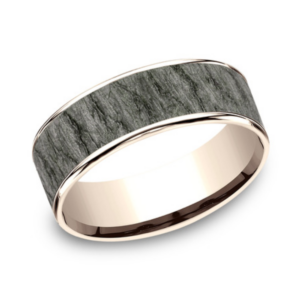 14K Gold and Tantalum 7.5mm – Rock Men’s Wedding Band Ammara Stone 15