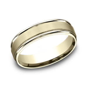 14K Gold 6mm - Rounded Satin Finish Men's Wedding Band