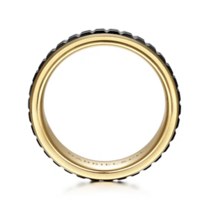 14K Gold and Black Ceramic 7mm – Men’s Wedding Band Gabriel 43