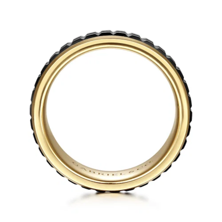 14K Gold and Black Ceramic 7mm – Men’s Wedding Band Gabriel 19
