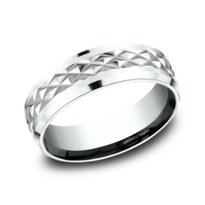 14K Two-Tone Gold 7mm – Raised Triangle Men’s Wedding Band Benchmark 12