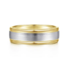 14K Two-Tone Gold 7mm – Satin Finish Men’s Wedding Band Gabriel 66
