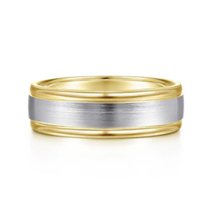 14K Two-Tone Gold 7mm - Satin Finish Men's Wedding Band