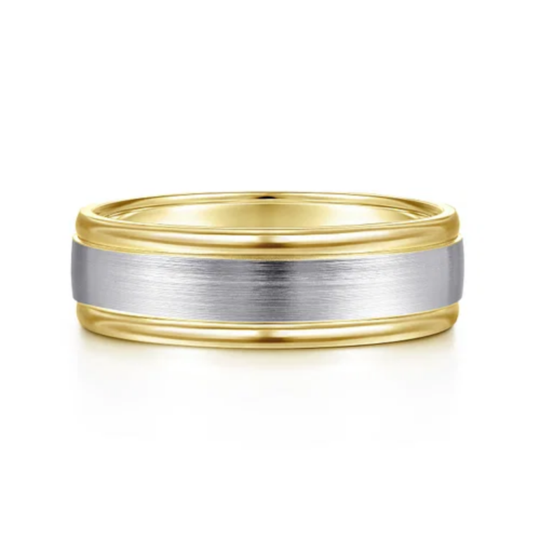 14K Two-Tone Gold 7mm – Satin Finish Men’s Wedding Band Gabriel 14