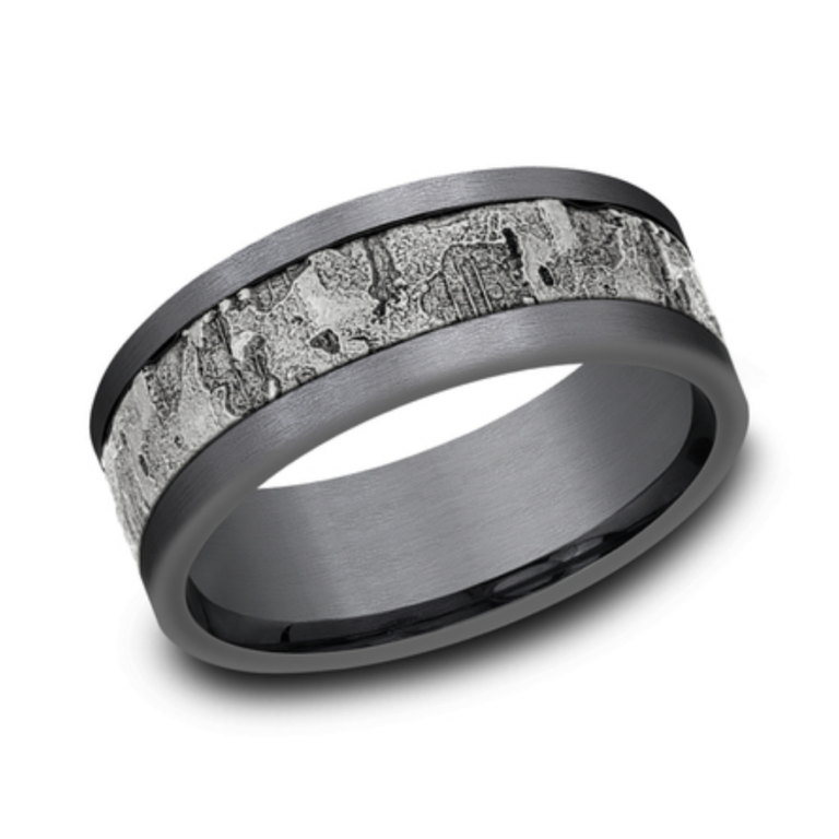 14K Gold and Tantalum 8mm – Wall Fracture Men’s Wedding Band Ammara Stone 18