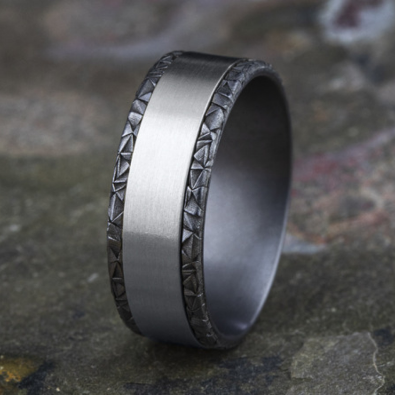 14K Gold and Tantalum 8mm – Kaleidoscope Men’s Wedding Band Ammara Stone 33