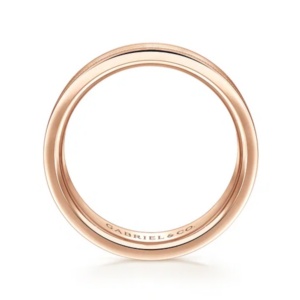14K Gold 6mm – Satin Finish Milgrain Channels Men’s Wedding Band Gabriel 24