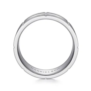 14K Gold 8mm – Satin Checkered Pattern Men’s Wedding Band Gabriel 20