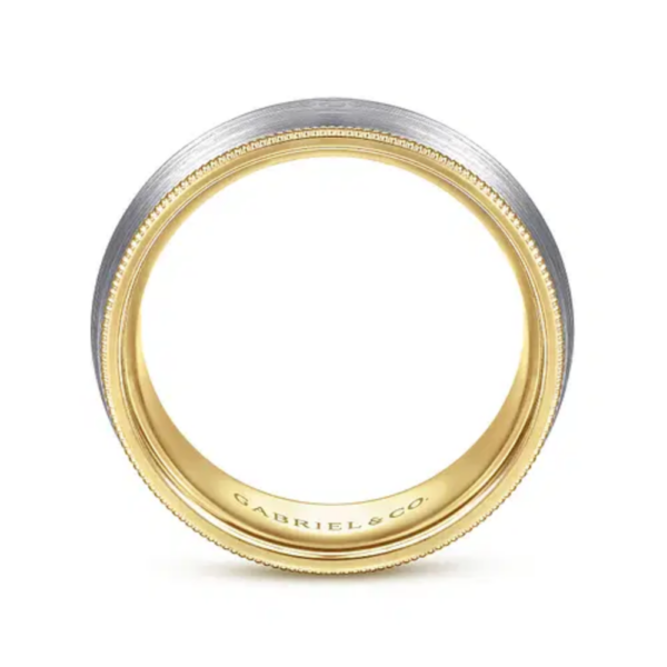 14K Two-Tone Gold 8mm - Satin Finish Men's Wedding Band - Image 7