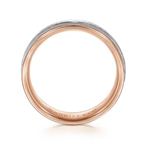 14K Two-Tone Gold 6mm – Hammered Finish Milgrain Men’s Wedding Band Gabriel 46