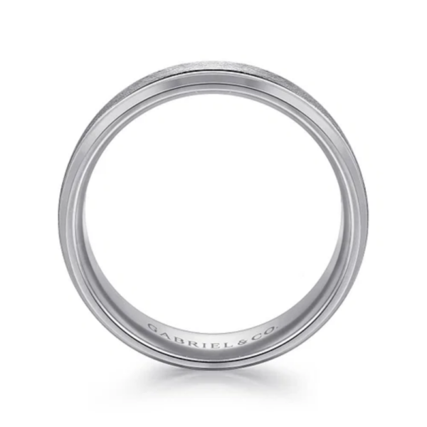 14K Two-Tone Gold 7mm - Diamond Scratch Beveled Men's Wedding Band - Image 11
