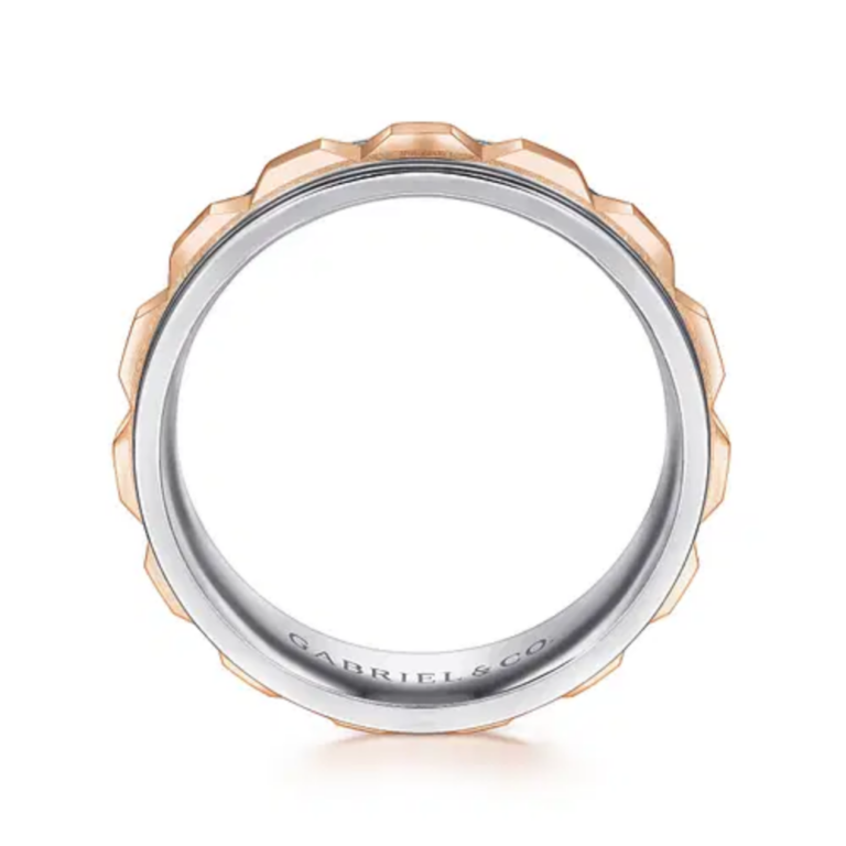 14K Two-Tone Gold 8mm – Grommet Inlay Men’s Wedding Band Gabriel 16
