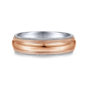14K Two-Tone Gold 6mm - Double-Milgrain Men's Wedding Band