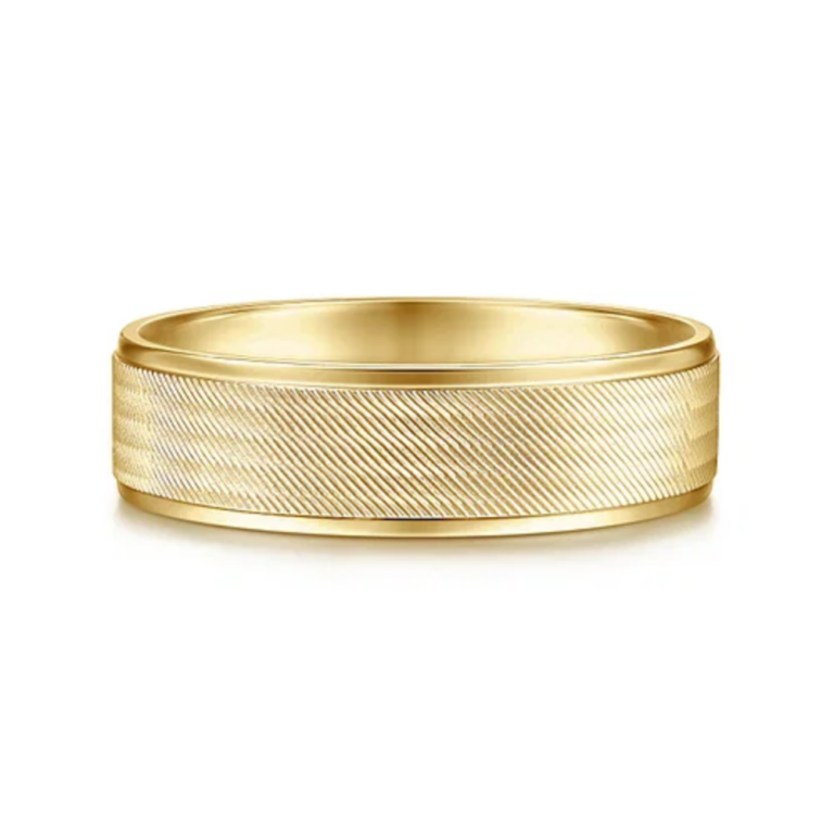 14K Gold 6mm – Diagonal Brushed Finish Men’s Wedding Band Gabriel 18