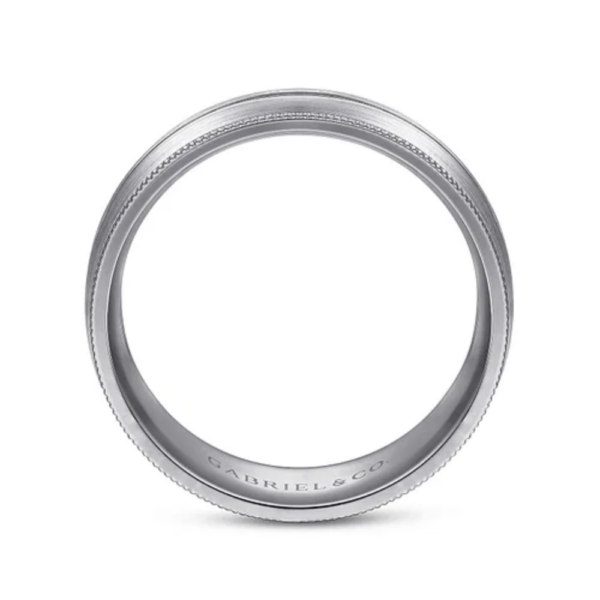 14K Two-Tone Gold 8mm - Grooved Center Milgrain Men's Wedding Band - Image 11