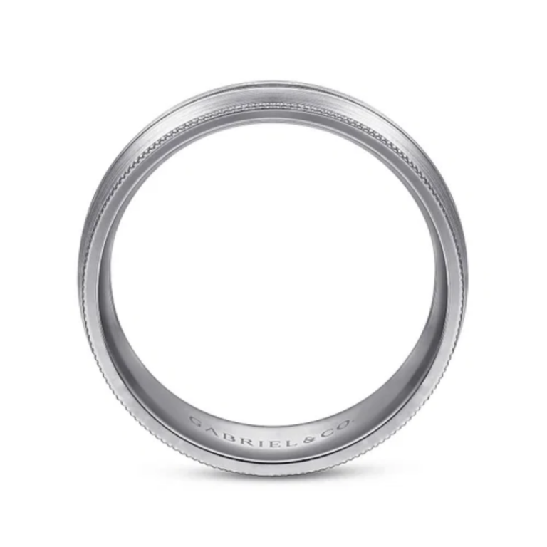14K Two-Tone Gold 8mm – Grooved Center Milgrain Men’s Wedding Band Gabriel 50