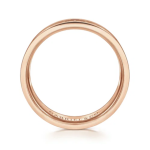 14K Gold 7mm – Satin Finish Diamond Cut Men’s Wedding Band Gabriel 24