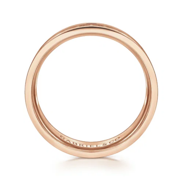 14K Gold 7mm - Satin Finish Diamond Cut Men's Wedding Band - Image 11