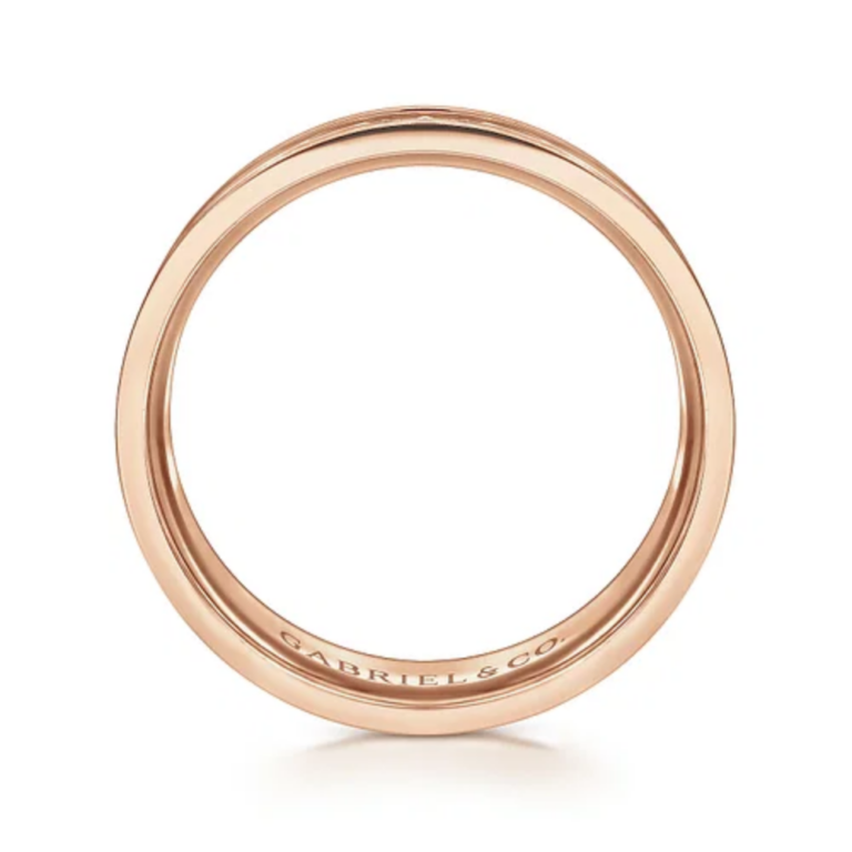 14K Gold 7mm – Satin Finish Diamond Cut Men’s Wedding Band Gabriel 24
