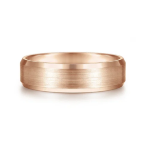 14K Gold 6mm – Satin Finish Beveled Edge Men’s Wedding Band Gabriel 47