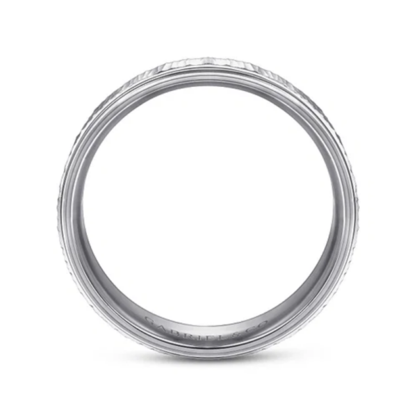 14K Two-Tone Gold 6mm - Vertical Etching Men's Wedding Band - Image 7