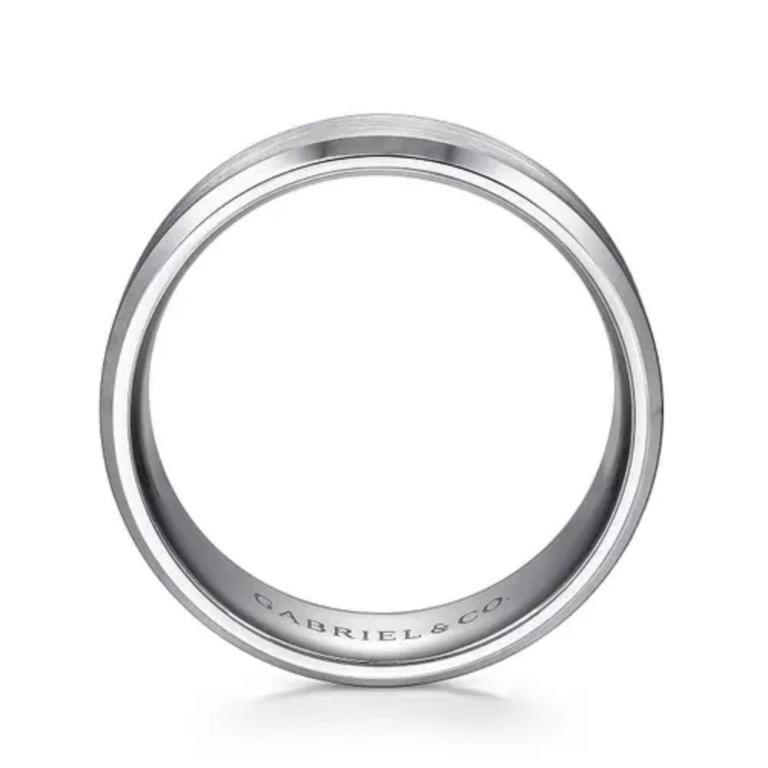 14K Gold 8mm – Satin Finish Beveled Edge Men’s Wedding Band Gabriel 16